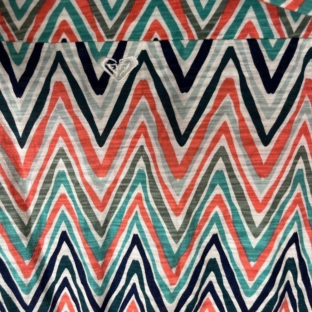 ROXY Womens Size XL Chevron Colourful MIDI Length Roll Too Waistband Skirt Beach - Picture 4 of 9